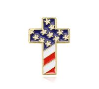 American Flag Pin USA Flags Lapel Pin Cross Flag Pins Lapel Cross Country Gifts for Men, L, Zinc, no gemstone