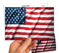 American Flag Postcards - 50 Pack Patriotic Vintage USA Red White Blue Post Cards - 4x6 Bulk Blank Back Cards for 4th of July, Memorial Day, Veterans Day, Labor Day, BBQ & Holiday Celebrations