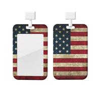 American Flag Print Card ID Badge Holder with Breakaway Lanyard,for Doctor Teacher Nurse Staff Office