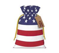American Flag Print Christmas Drawstring Holiday Candy Bag Xmas Sacks Reusable Wrapping Bags Party Favor