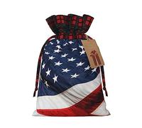 American Flag Print Christmas Wrapping Bags Xmas Drawstring With Gift Bags Christmas Presents & Party