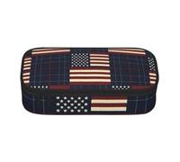 American Flag Print Cute Zipper Pencil Case, Oxford Fabric Pen Pouch | Full Printing Oxford Pencil Case Include 4 Pen Slots, Mesh Pocket, Divider Great For Work/Travel/Art.