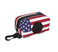 American flag print Dog Poop Bag Holder for Leash Doggie Waste Bag Dispenser Soft Fabric Puppy Potty Carrier