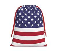 American flag Print Drawstring Gift Bags For Christmas,Holiday Party Gift Wrapping Bag Assorted Sizes
