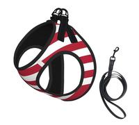 American Flag Print Harness Leash Set For Cat And Small Dog, Adjustable, Reflective, And Escape-Proof Vest With Soft Breathable Mesh Lining