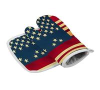 American Flag Print Oven Mitts and Pot Holders Sets Soft Oven Gloves for Kitchen Heat Resistant Decor Gift for Cooking Baking