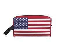 American Flag Print Portable Travel Toiletry Storage Bag Large Capacity 600D Polyester Cosmetic Storage Bag