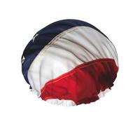 American Flag Print Shower Cap For Women Reusable Double Layer Stylish Soft Bath Cap With Lining Elastic Band