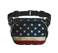 American Flag Print Square Waist Purse Double Layer Fanny BagTrendy Travel Waist Bag for Men and Women, Black, One Size