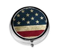 American Flag Print Stylish Round Pill Box - Mini Travel Companion for Your Medication