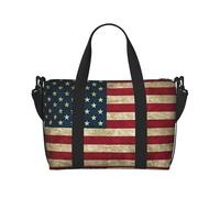 American flag print Travel Duffel Bag Tote Carry on Luggage Bag, Sports Gym Bag Weekender Overnight Bags, Black, One Size