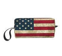 American flag print Travel Toiletry Pouch, Pencil Bag Canvas Makeup Bags, Multi-Purpose Cosmetic Bags with Zipper, White, One Size