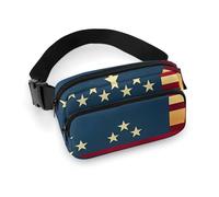 American Flag Print Waist Bag Fashion Fanny Bag with Adjustable Strap for Outdoor Workout Cycling Unisex, white, 20x13cm, Waist Bag