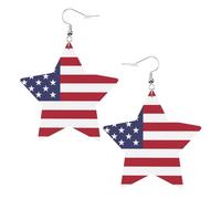 American flag Print Women Dangle with White Earrings Cute Exquisite Light Star Simple Retro Daily Decorate