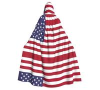 American Flag Printed Hooded Cloak Robe Cloak Witch Vampires Grim Reaper Devil For Boy Girl Cosplay Costume