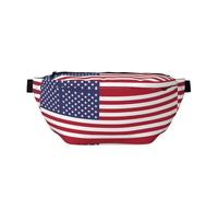 American flag Printed waist bag with large capacity and double pockets, suitable for travel and sports.