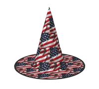 American Flag Printing 2 Pack Halloween Hat Soft Witch Hats For Carnivals Masquerades Space Saving Caps