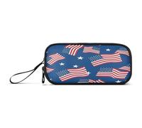 American Flag Red Blue Pencil Bags, Pencil Bag with Compartments, Pencil Pouch Boy