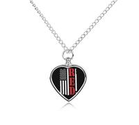American Flag RED Remember Everyone Deployed Custom Urn Necklace for Ashes Heart Keepsake Pendant Jewelry Memorial Cremation