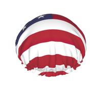 American Flag Reusable Shower Cap for Women, Double Waterproof Layer Shower Cap, Hair Care Essential