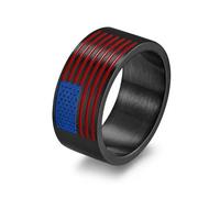 American Flag Ring for Men and Women, Silver/Yellow/Black US Flag Band with Red Blue Enamel, Patriotic Military Jewelry Gift for Independence Day, Size 7-13, 13, Stainless Steel, No Gemstone