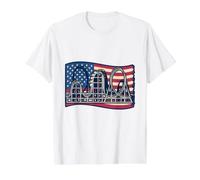 American Flag Roller Coaster Retro Vintage Value Graphic T-Shirt, Men, White, S