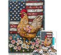 American Flag Rooster Adult Jigsaw Puzzles 1000,Help The Brain Exercise Addictive Toys to Cultivate Patience Suitable for Couples 38x26cm