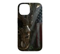 American Flag Ruined Clock Face Mask Surrealism Art Case for iPhone 14