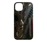 American Flag Ruined Clock Face Mask Surrealism Art Case for iPhone 14 Plus