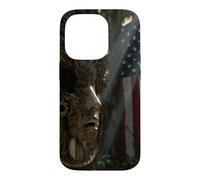 American Flag Ruined Clock Face Mask Surrealism Art Case for iPhone 14 Pro