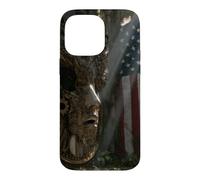American Flag Ruined Clock Face Mask Surrealism Art Case for iPhone 14 Pro Max