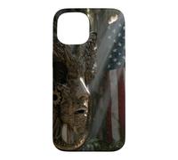 American Flag Ruined Clock Face Mask Surrealism Art Case for iPhone 15