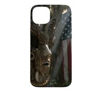 American Flag Ruined Clock Face Mask Surrealism Art Case for iPhone 15 Plus