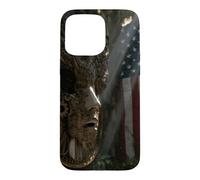 American Flag Ruined Clock Face Mask Surrealism Art Case for iPhone 15 Pro Max