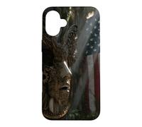 American Flag Ruined Clock Face Mask Surrealism Art Case for iPhone 16 Plus