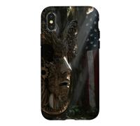 American Flag Ruined Clock Face Mask Surrealism Art Case for iPhone X/XS