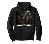 American Flag Ruined Clock Face Mask Surrealism Art Pullover Hoodie