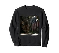 American Flag Ruined Clock Face Mask Surrealism Art Sweatshirt