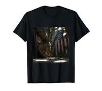 American Flag Ruined Clock Face Mask Surrealism Art T-Shirt
