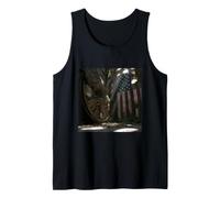 American Flag Ruined Clock Face Mask Surrealism Art Tank Top