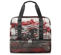 American Flag Running Horse Sports Duffle Bag for Women Men Kirls Boys Girls 21 L Weekend Overnight Bags Wet Seperated Tote Bag for Travel Gym Yoga