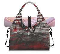 American Flag Running Horse Sports Duffle Bag with Shoe Compartment Weekend Overnight Bags Tote Cabin Luggage Bag for Gym Yoga Travel