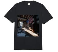 American Flag Rustic Cabin Winter Cabin Comfort Colors Adult Heavyweight T-Shirt