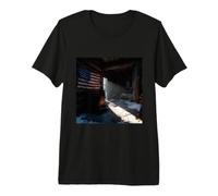 American Flag Rustic Cabin Winter Sunlight USA Patriotic Premium T-Shirt