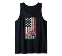 American Flag Semi Truck 18 Wheeler Trucker Patriotic Tank Top