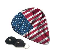 American Flag Set Of 6 Guitar Plectrums For Acoustic Guitar, Electric Guitar, Bass, Ukulele - Thin, Medium And Thick.