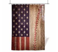 American Flag Shower Curtain for Bathroom, Independence Day Star Stripes Vintage Waterproof Cloth Fabric Bathroom Accessories Set with 12 Rust Proof Plastic Hooks, 72” x 96”