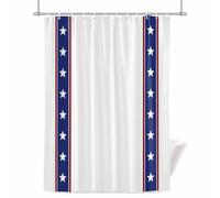 American Flag Shower Curtain for Bathroom, Red and Blue Striped Star Waterproof Cloth Fabric Bathroom Accessories Set with 12 Rust Proof Plastic Hooks, 56” x 78”