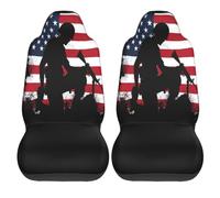American Flag Silhouette Soldier Kneeling Car Seat Covers Easy Clean Car Seat Protector Universal Van Seats Covers For Sedans Suv Trucks Motorhome 2Pcs