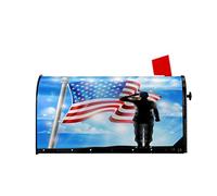 American Flag Silhouette Soldier Memorial Day Mailbox Covers Magnetic Mailbox Wraps Post Letter Box Cover Standard Oversize 21 X 18 Mailwrap Garden Home Decor